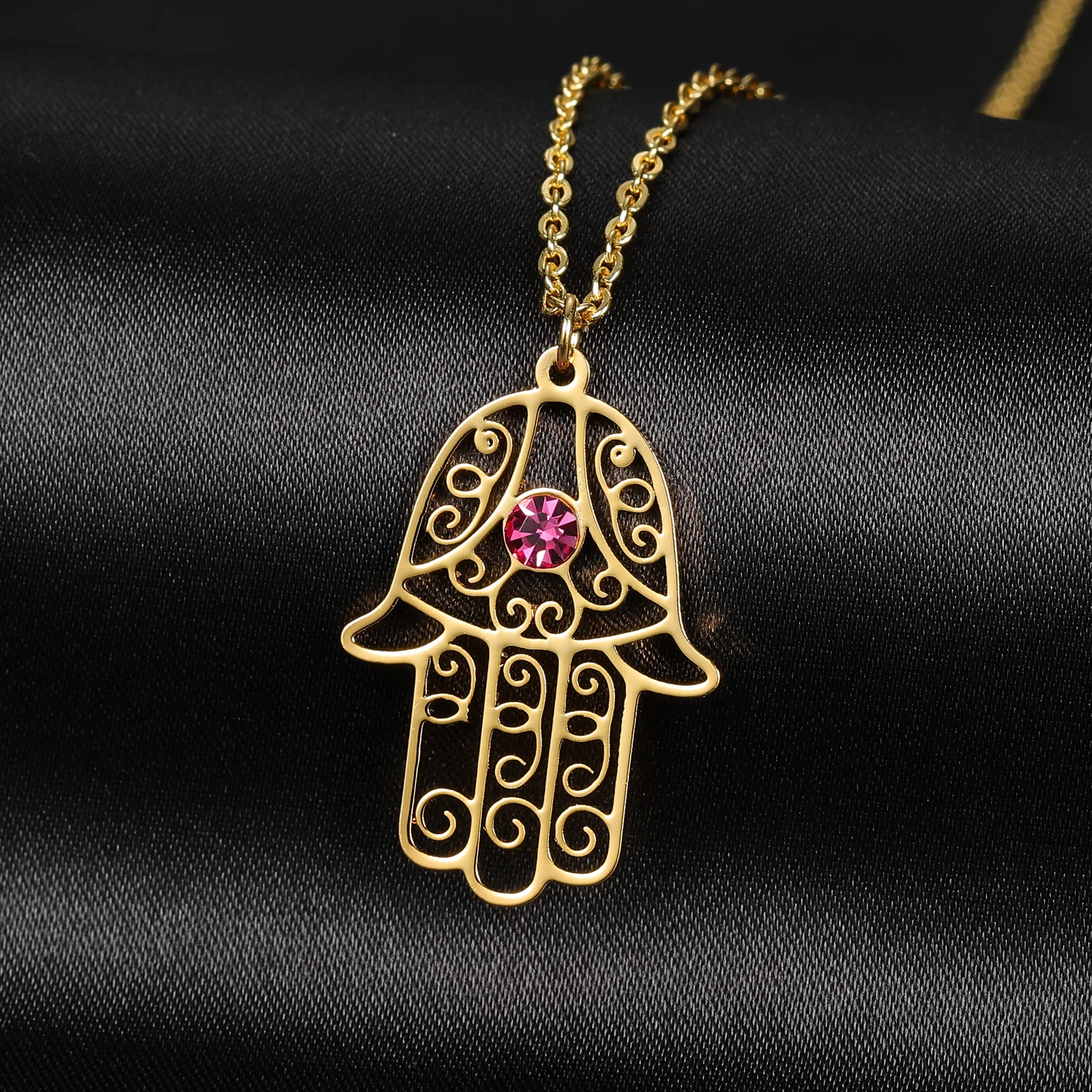 MAIN DE FATMA COLLIER - SAMARA 18KGold Plated Hamsa Hand Necklace Evil Eye Fatma's Hand Hand of Fatma Boho Jewelry Luck Necklace