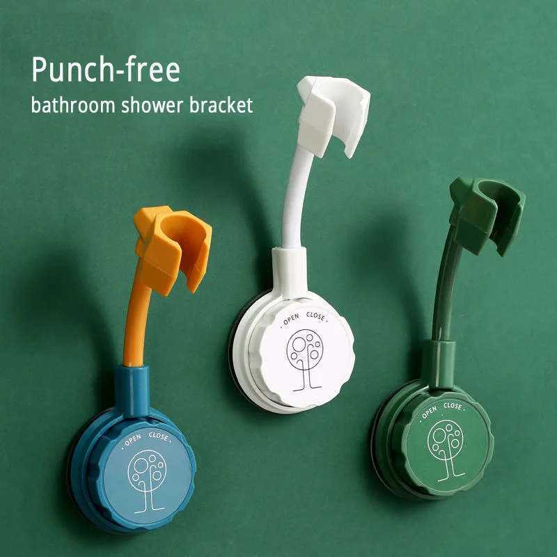 1pc Suction Cup Shower Holder Adjustable Shower Head Holder Universal Bathroom Bracket Nozzle Base Stand Punch-Free Rotation