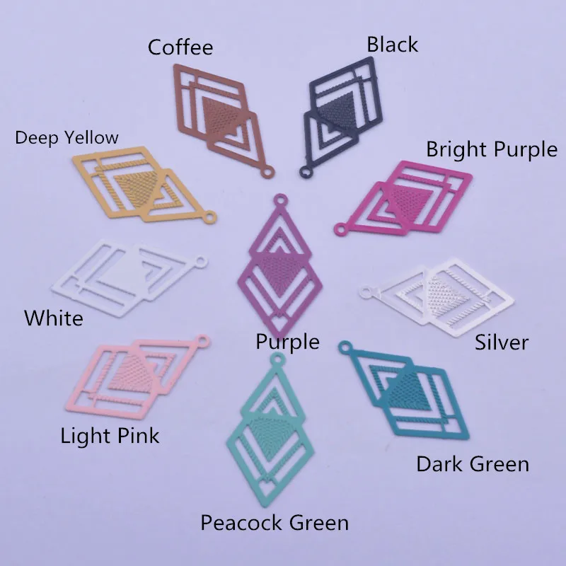 50pcs AC6005 15mm*27mm Colorful Shape Charms Pendants DIY Earring Findings
