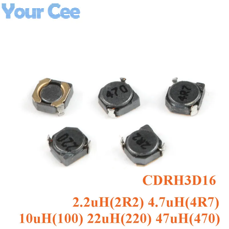 10pcs CDRH3D16 3D16 SMD Indutor Blindado Indutância de Potência 2.2uH 4.7uH 10uH 22uH 47uH 2R2 4R7 100 220 470 68uH CDRH74R CDRH4D28