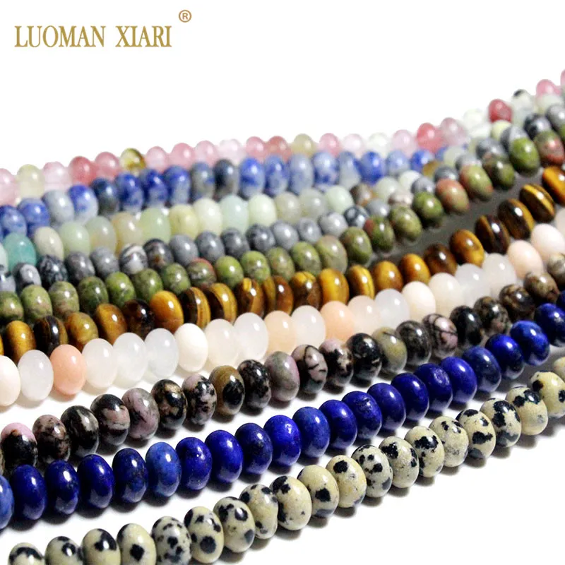 Fine AAA 100% Natural Wheels Round Stone Beads Agate Rose Quartz Lapis lazuli Tiger eye For Jewelry Making DIY Bracelet Necklace