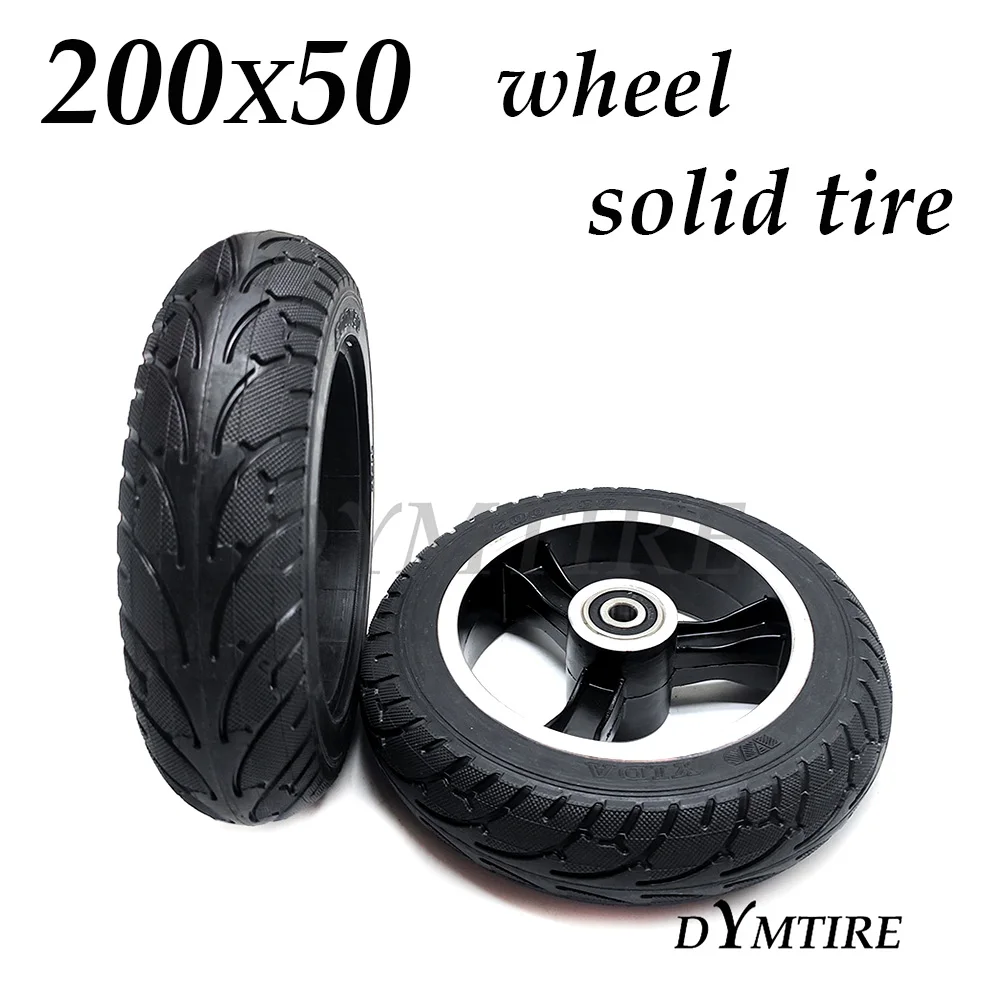 

8 Inch 200x50 Wheel Solid Tire with Aluminum Alloy Rim for Mini Electric Scooter Explosion-Proof Tubeless Tyre Accessories