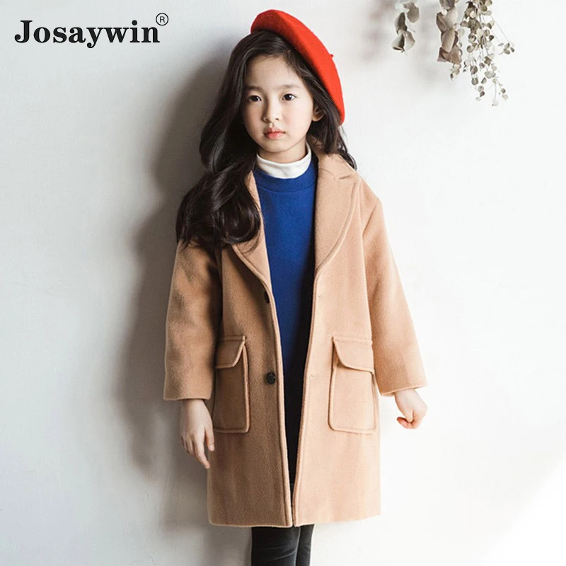 

Long Winter Coat For Girls Thick Woolen Jacket For Girl Kids Outerwear Winter England Teenage Students Clothes For Girl Coats