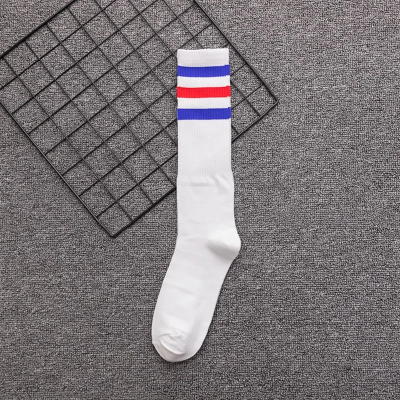 Men\'s street shooting with long tube socks stripes white and black solid color cotton high tube to help fashion trendy sports