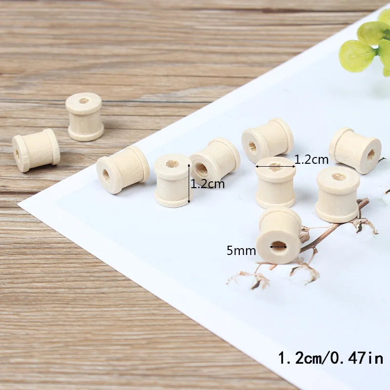 10 Pcs/Set Wooden Spools Vintage Style Reels Organizer for Sewing Ribbons Twine Wood Crafts Tools Thread Wire Spool Accessories