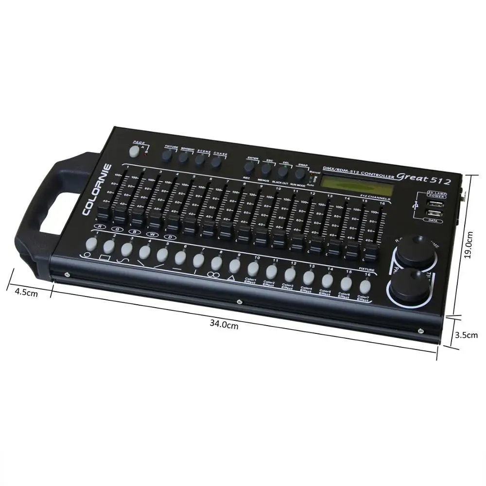 Imagem -03 - Controlador de Palco 512 Canais Console Dmx512 Dmx Controle Rdm Funciona com Usb Banco de Energia Luz para Palco Equipamento dj