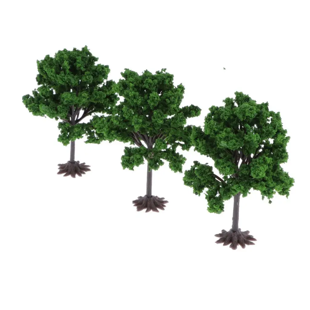 3pcs 10cm Model Tree Architecture Train Railway Wargame Diorama Scene Layout