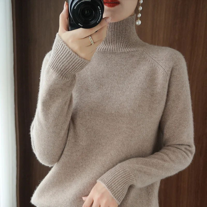 Winter New Solid Color Cashmere Women\'s Sweaters Turtleneck Pullover Knitted Sweater Women Bottoming Net Red All-Match Sweates