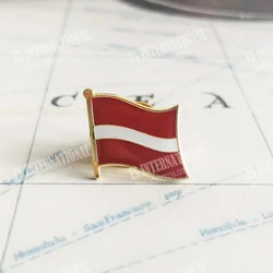 Latvia National Flag Crystal Epoxy Metal Enamel Badge Brooch Collection Souvenir Gifts Lapel Pins Accessories Size1.6*1.9cm