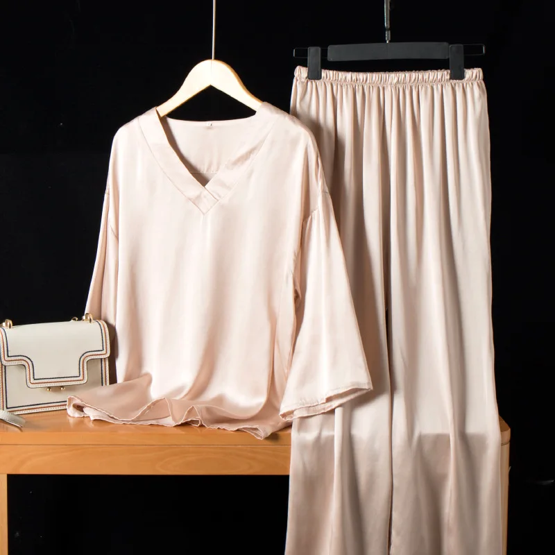 Pyjama en satin imbibé de mûrier pour femmes, 100%