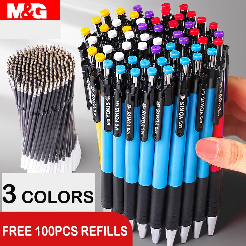 10/20/30/40pcs M&G Colorful Retractable Ballpoint Pen 0.7mm blue black red Ball Point Pen Pens for school office supplies