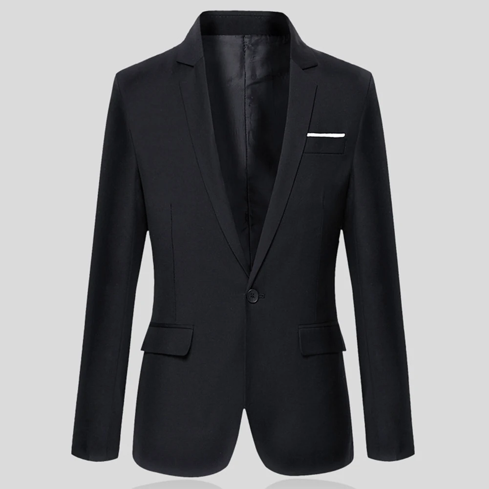 Mens Korean slim blazer Solid Color blazer Suit Office Jacket black blue plus size Male blazers Mens coat Wedding