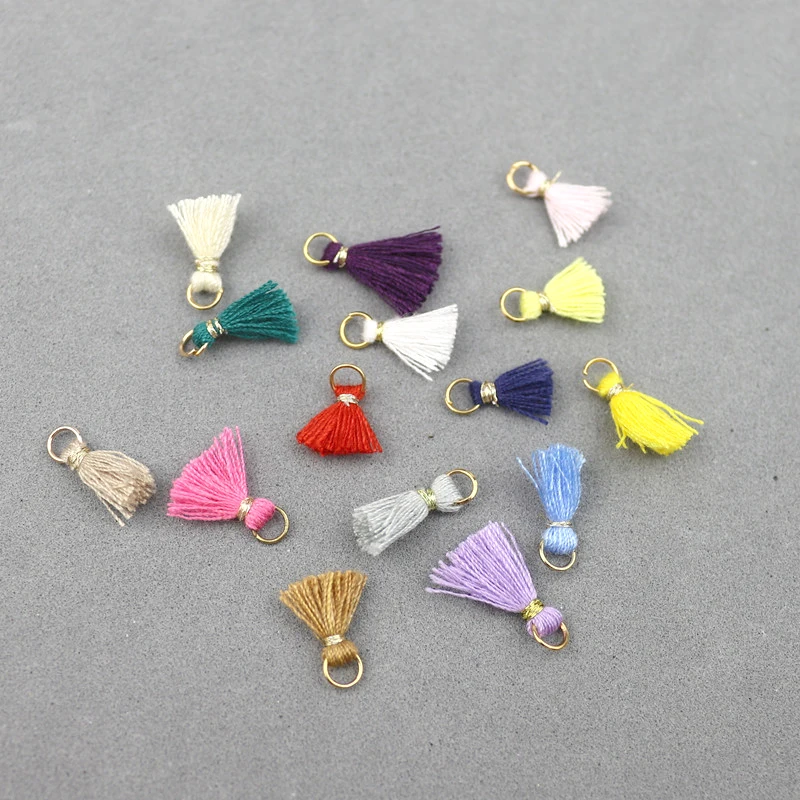 80Pcs 1cm Mini Hanging Ring Tassel Trim Pendants DIY Craft Jewelry Earrings Ornaments Materials Accessories Small Fringe Trim