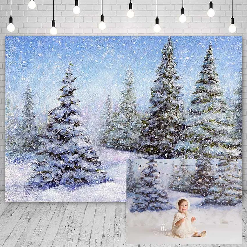 Avezano Photography Backdrops Merry Christmas Tree Winter Bokeh Snowflake Pine Decor Kids Banners Backgrounds For Photo Studio