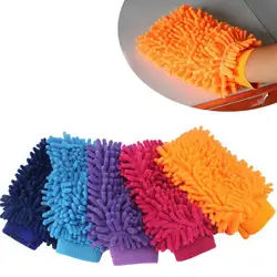 1Pc Chenille Glove Car Cleaning Tools Single Sided Soft Random Color Window Washing Hand Mitt for Car Motorcycle Accessories