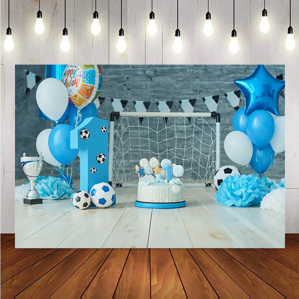 

Photography backdrop 1st birthday party decoration newborn baby shower balloons football field background for photo shoot studio