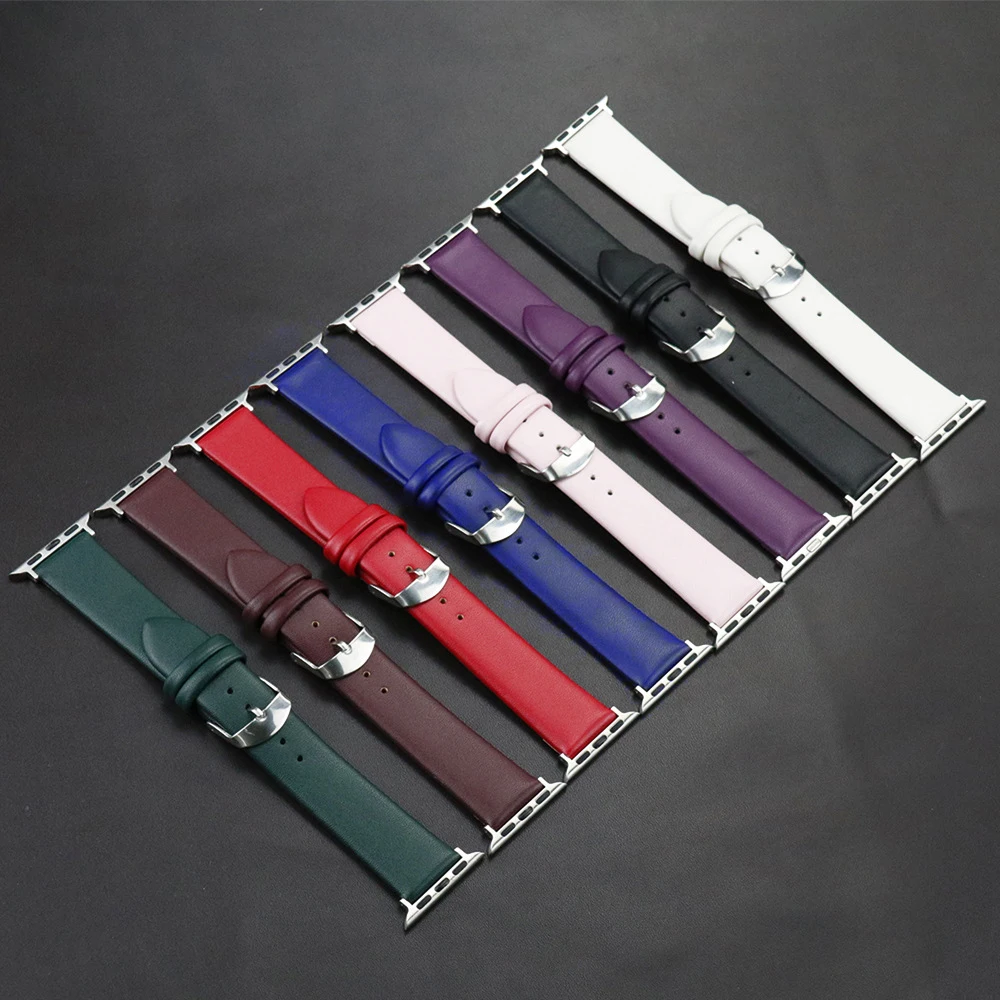 *Genuine *Leather watch Strap for Apple Watch leather Strap Replacement 38mm 40mm for iwatch series 5/4/3/2/1 42mm 44mm soft
