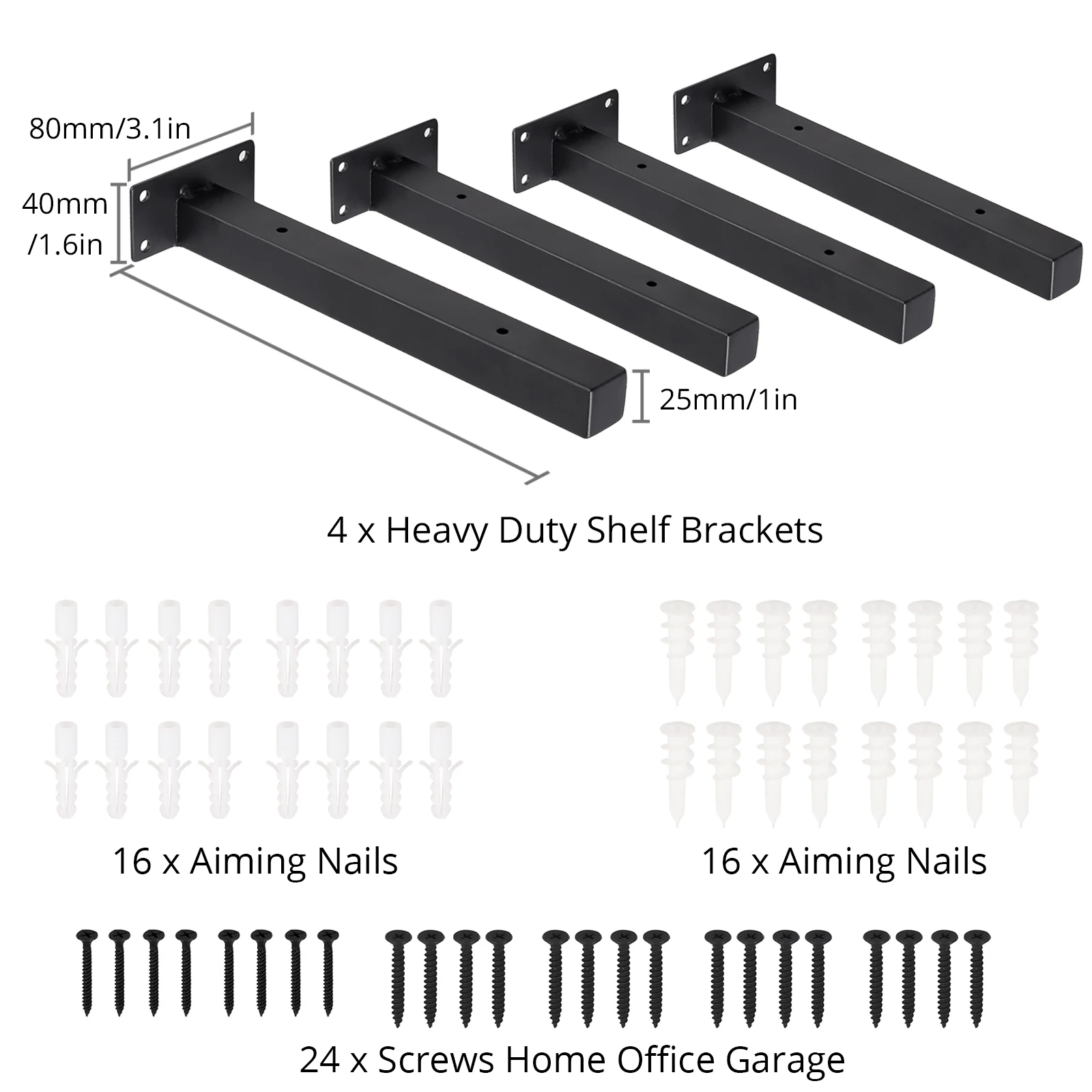 GARLLEN 4 Pcs 10นิ้วสีดำอุตสาหกรรมชั้นวางของตกแต่ง Heavy-Duty เหล็กชั้นวางสำหรับห้องน้ำห้องครัวห้องนอน