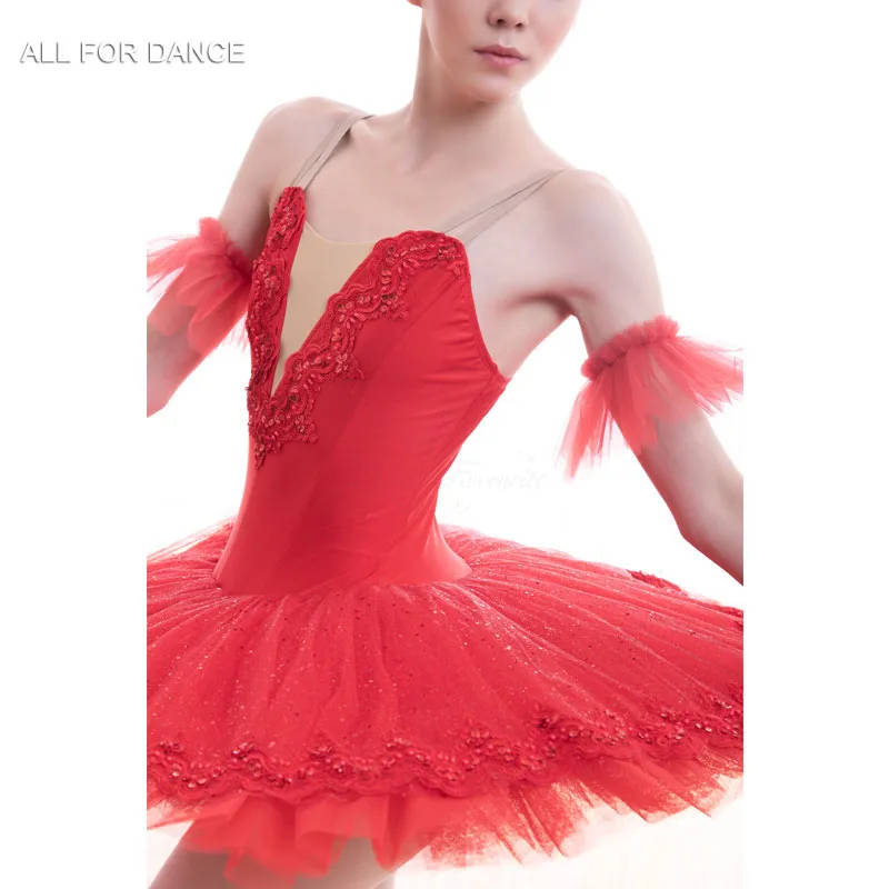 BLL050 ประกายสีแดงซ้อมแข็ง Tulle แพนเค้ก Tutus สาวขนาดมาตรฐาน Pre-Professional บัลเล่ต์เต้นรํา Tutu ชุด