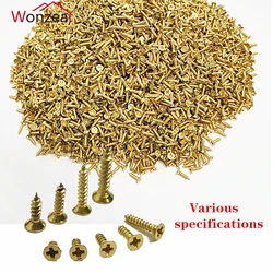 300PCS 6/8/10mm Screws Yellow Bronze Tone Flat head screw Carpenter's small screw Furniture wooden box hardware accessories