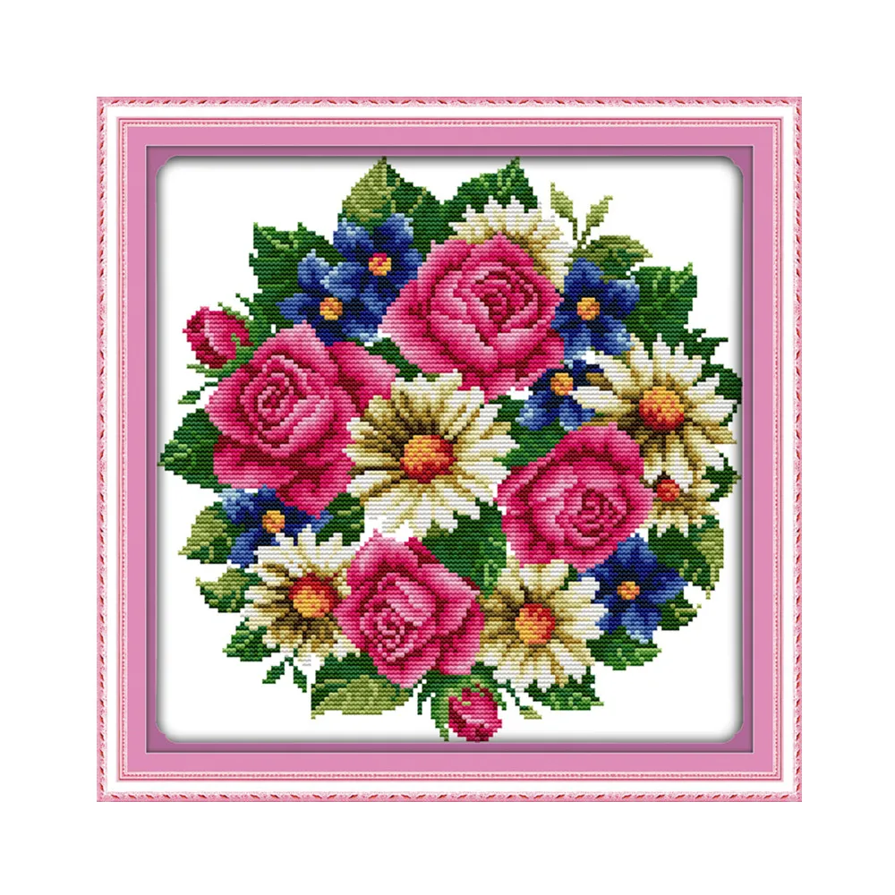 All flowers bloom together-rose cross stitch kit flower 14ct printed fabric canvas stitching embroidery DIY handmade needlework