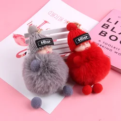 LLavero de Metal de peluche esponjoso para hombre y mujer, muñeco de bebé durmiendo, Bola de Pelo, varios colores, bolsa, joyería de coche, cordón, regalo bonito