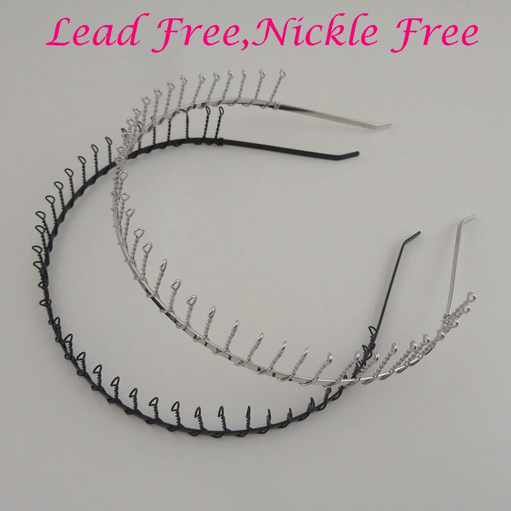 10PCS Silver Black Unisex Metal Comb Hair Headbands with 2cm Height Teeth Hair Hoops Wash Face Hairbands