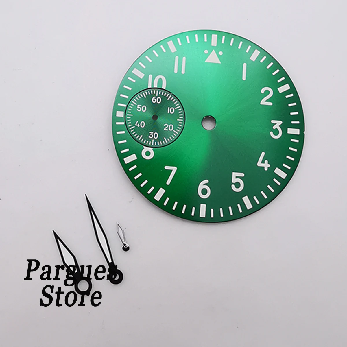 37mm black green white blue luminous watch dial hands suitable for ETA 6497, ST3600 hand winding movement