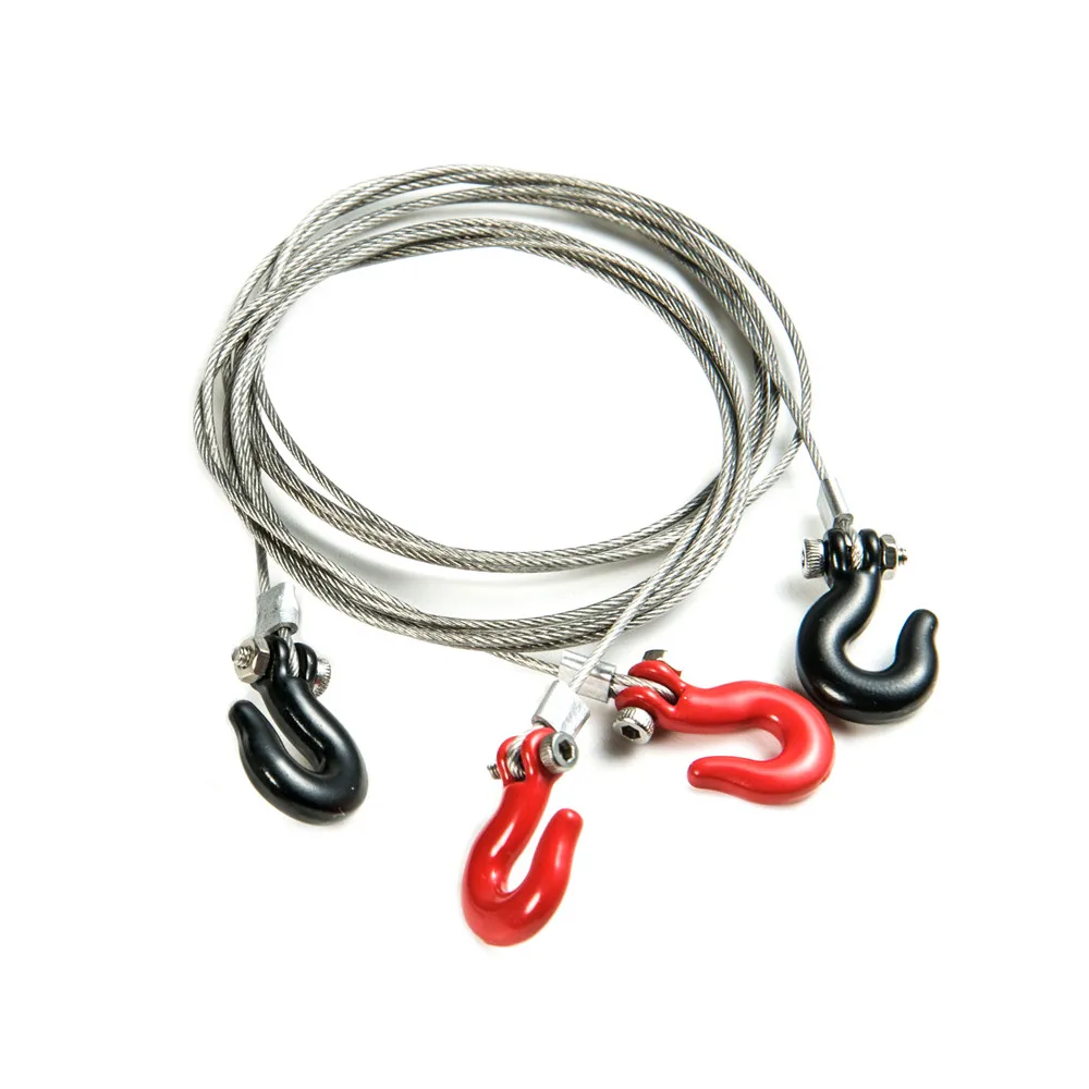 Crochet De Remorque Métal Pour Treuil – 2 Pièces – 1/10 RC Crawler Axial SCX10 TRX4 D90 – Mise à Niveau Rouge