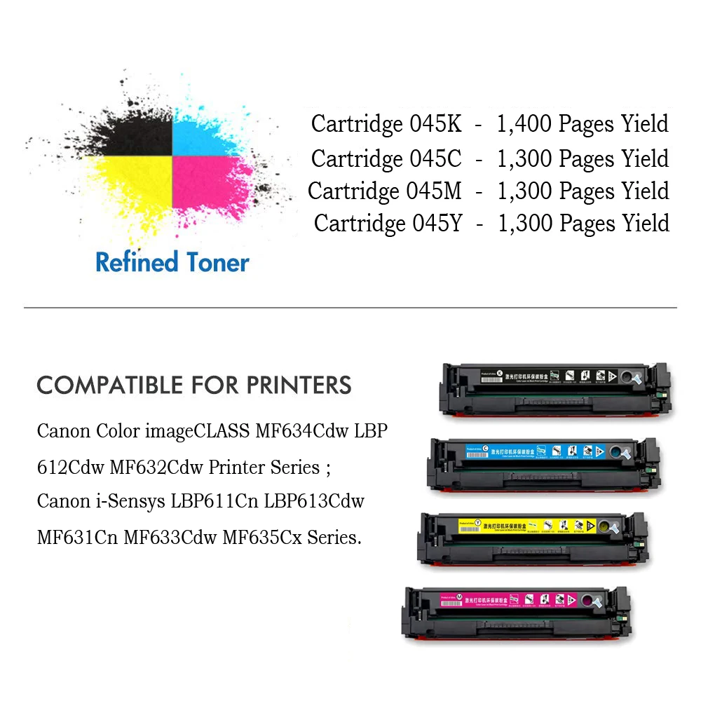 Imagem -02 - Misee-cartuchos de Toner Compatíveis com Peças Crg045 Mf634 Mf634cdw Mf632 Mf632cdw Lbp612cdw 1.4k 13k