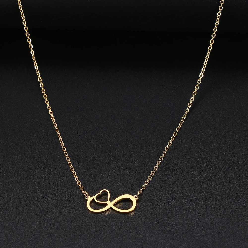 Stainless Steel Necklaces Infinity Symbol Heart Shape Pendant Chain Fashion Necklace For Women Jewelry Party Friends Gifts NEW