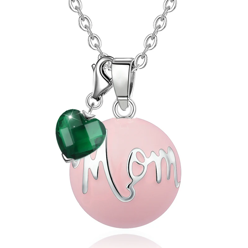 Eudora New Pink/ green/silver color Harmony bola ball Pendant Necklace with heart Crystal charm Pregnancy Ball choker Jewelry