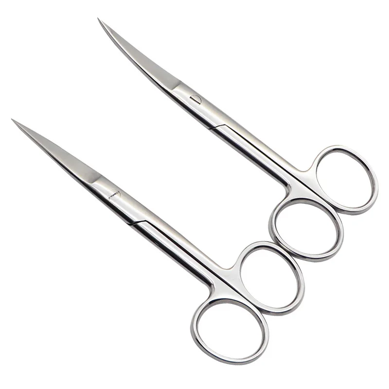 Stainless Steel Surgical Scissors Curved Scissors Straight Pointed Eye Ophthalmic Double Eyelid Scissors 10mm Stitches