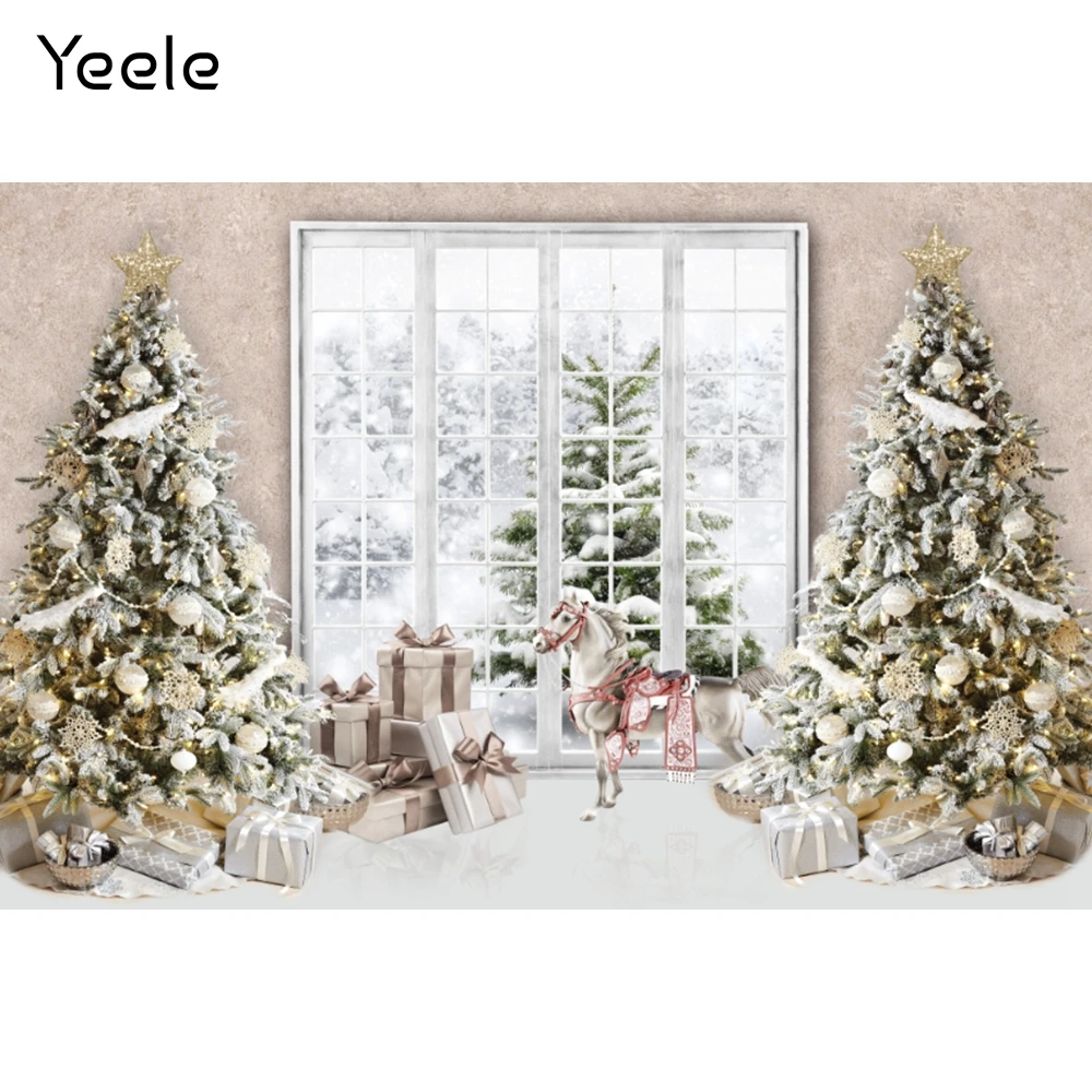 Yeele الداخلية شجرة عيد الميلاد الطفل هدية ويندوز سنو المشهد التصوير خلفية التصوير الخلفيات للصور استوديو