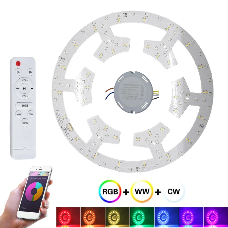 Smart Wifi LED Lamp Chip Beads 36W LED Module DIY Ceiling Light Board Tuya APP Bluetooth Control RGB+WW+CW Dimming