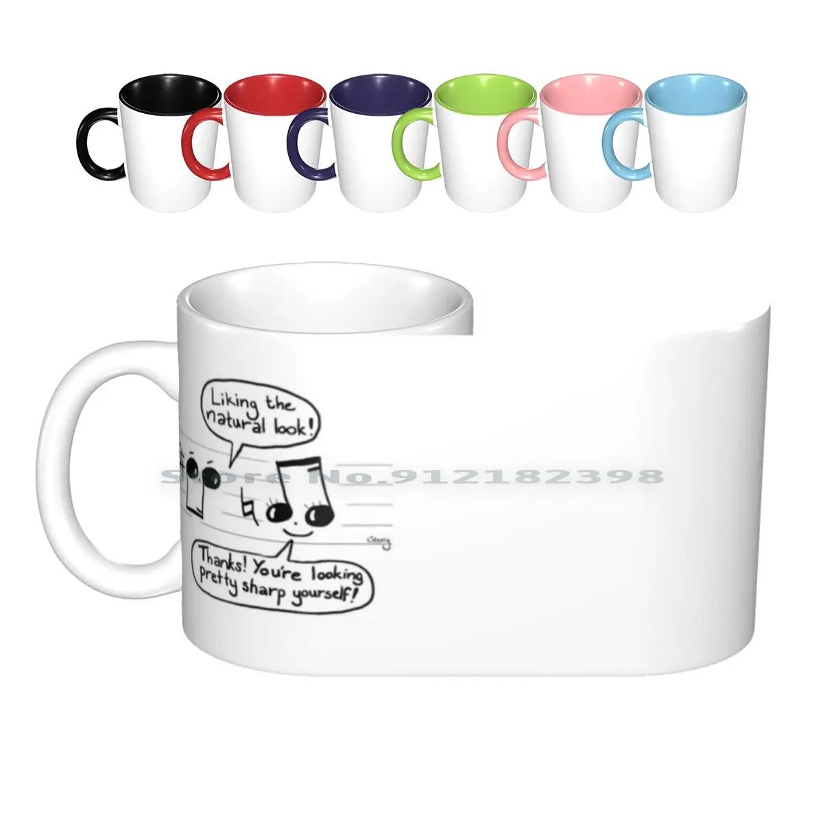 Musical Compliments Ceramic Mugs Coffee Cups Milk Tea Mug Music Cartoon Notes Note Quavers Characters Musical Music Musician