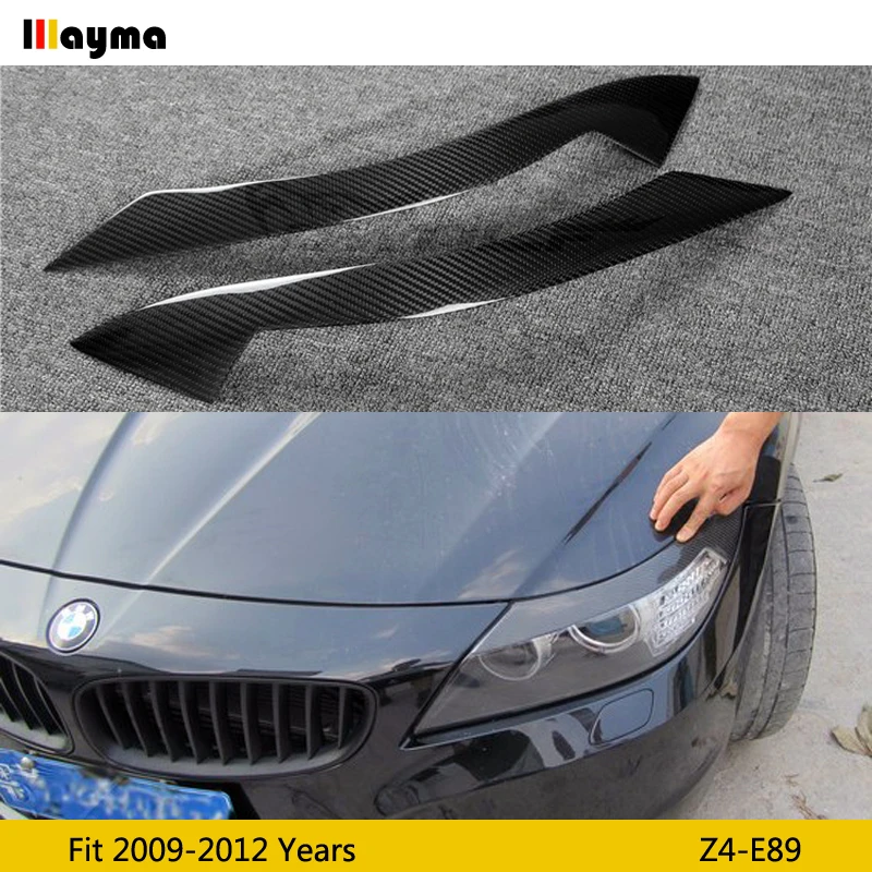 

Carbon Fiber Headlight Eyebrow Eyelids For BMW Z4 2009 - 2012 E89 Fiber glass primer matte black front decorative sticker 2pcs