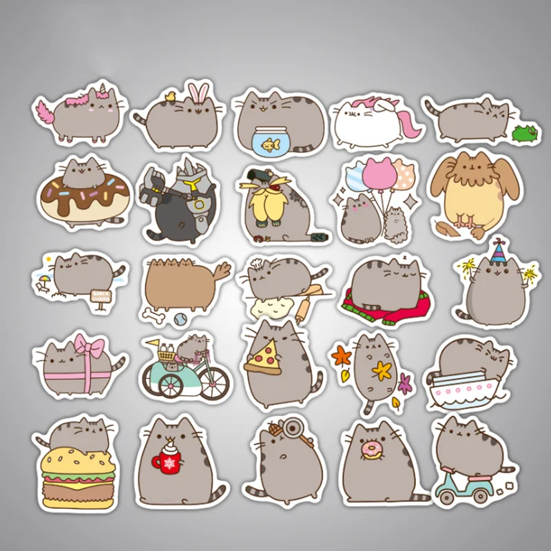 10/30/50PCS Cartoon Cute Fat Cat Graffiti Car Trunk Fashion Mobile Phone Skateboard Expression Sticker Toy Wholesale