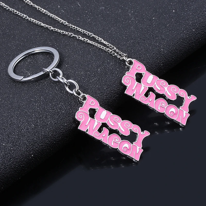 Pussy Wagon Letter Necklace Pink Kill Bill PUSSY WAGON Logo Necklace Pendants Women Cosplay Jewelry Gift