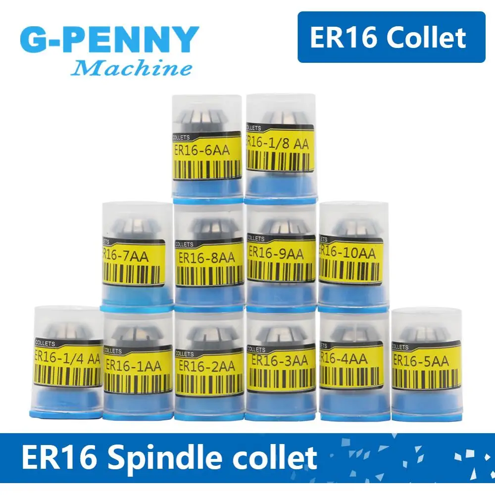 G-Penny ER16 Collet Chuck Set 12pcs from 1mm to 10mm 6.35mm 3.175mm 0.015 Spring Collet for CNC Milling Lathe Tool Spindle Motor