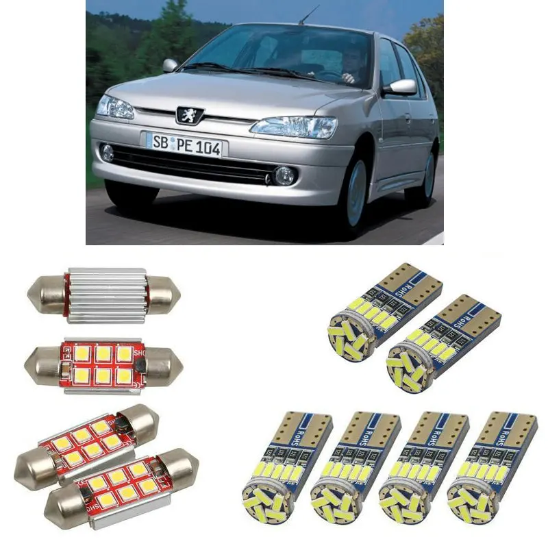 Interior led Car lights For peugeot 306 7b n3 n5 sedan/break 7e n3 n5 estate car accessories boot light License Plate Light 12pc