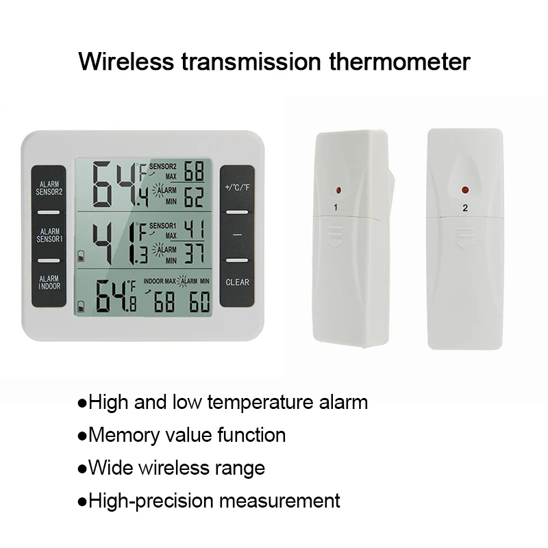 Electronic Refrigerator Freezer Thermometer Temperature Measuring Device Indoor Outdoor Household Remote Sensor LCD Temp Meter