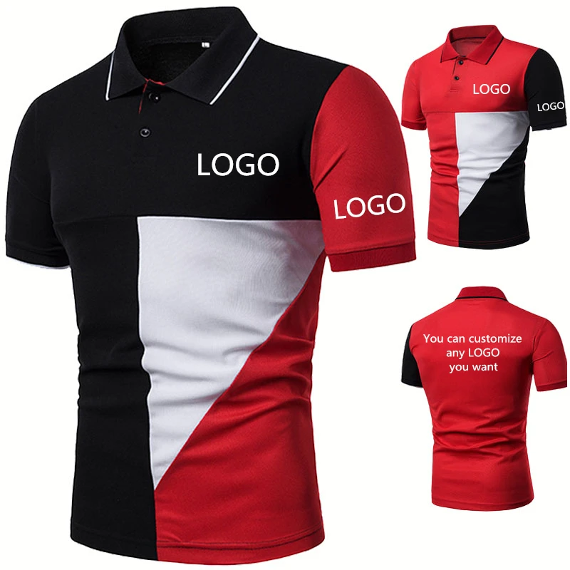 Casual Trend Men's short sleeve Can Custom LOGO Printing Summer POLO shirt High Quality Splicing Cotton Men's POLO shirt