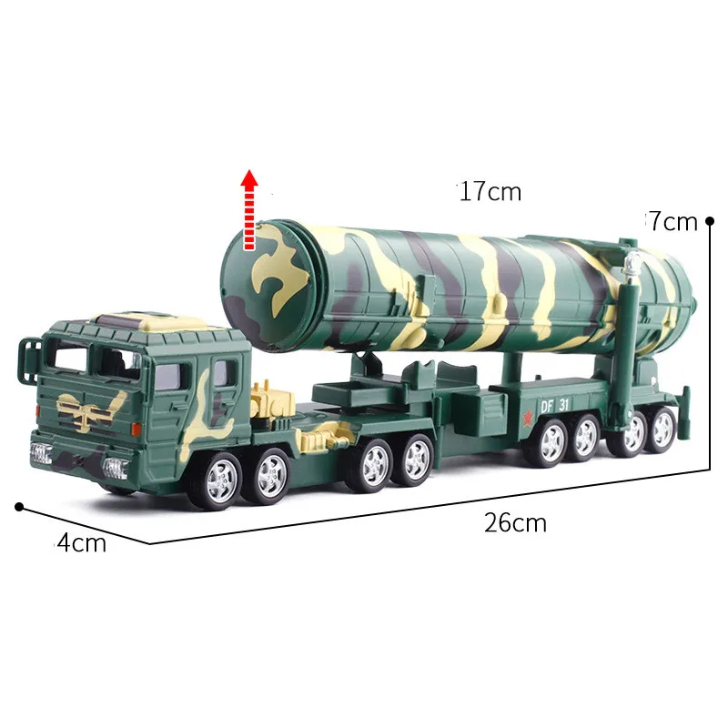 1:64 legierung ziehen zurück DF31A military intercontinental raketen fahrzeug, hohe simulation sound licht und sound effekte, freies verschiffen