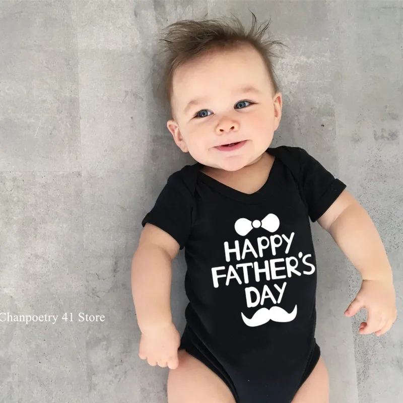 

Happy Father's Day Text Print Newborn Kids Baby Boys Girls Infant Short Sleeve Jumpsuit Bodysuit Clothes Outfits Gift for Dad