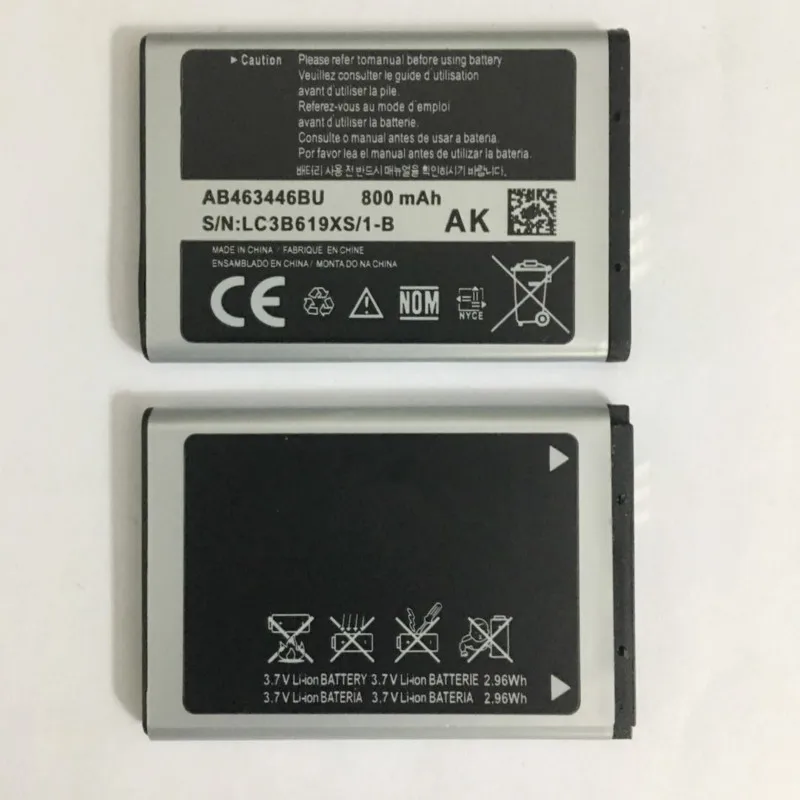 

800mAh AB463446BU AB043446BE AB553446BU Battery For X208 C3300K B189 B309 GT-C3520 E2330 E2530 E1228 E339 Battery