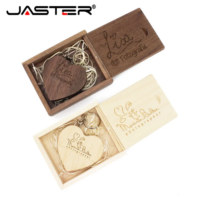 O flash de jaster usb 2.0 conduz a promoção de madeira 1 pces livra a capacidade real 4gb 8gb 16gb 32gb 64gb da forma do coração do logotipo