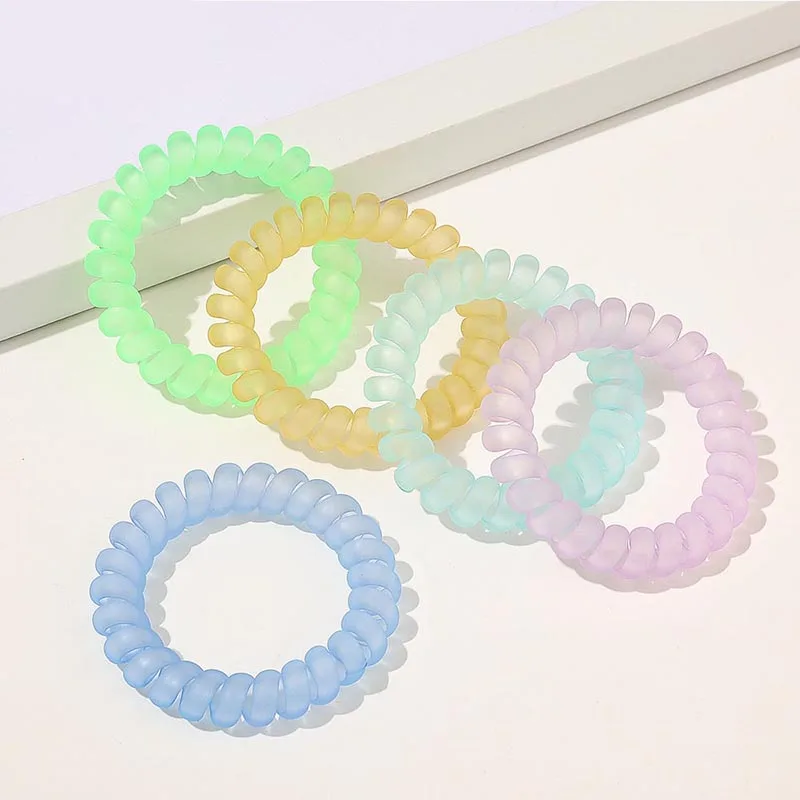 Colorful Telephone Wire Hair Bands Women Girls Hair Accessories Rubber Band Headwear Hair Rope Spiral Shape Hair Ties headwear