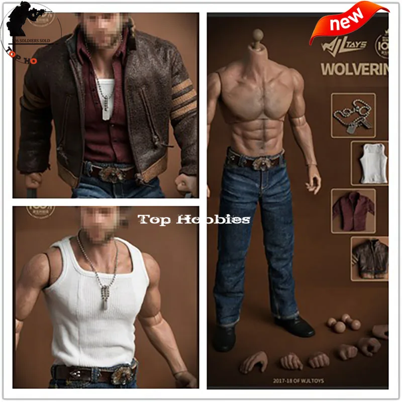 Action Figure Male 1/6 Scale action figure accessories 1/6 Wjltoys Leather Clothes Suit 1.0 Scale F 12” Muscle body Collectible