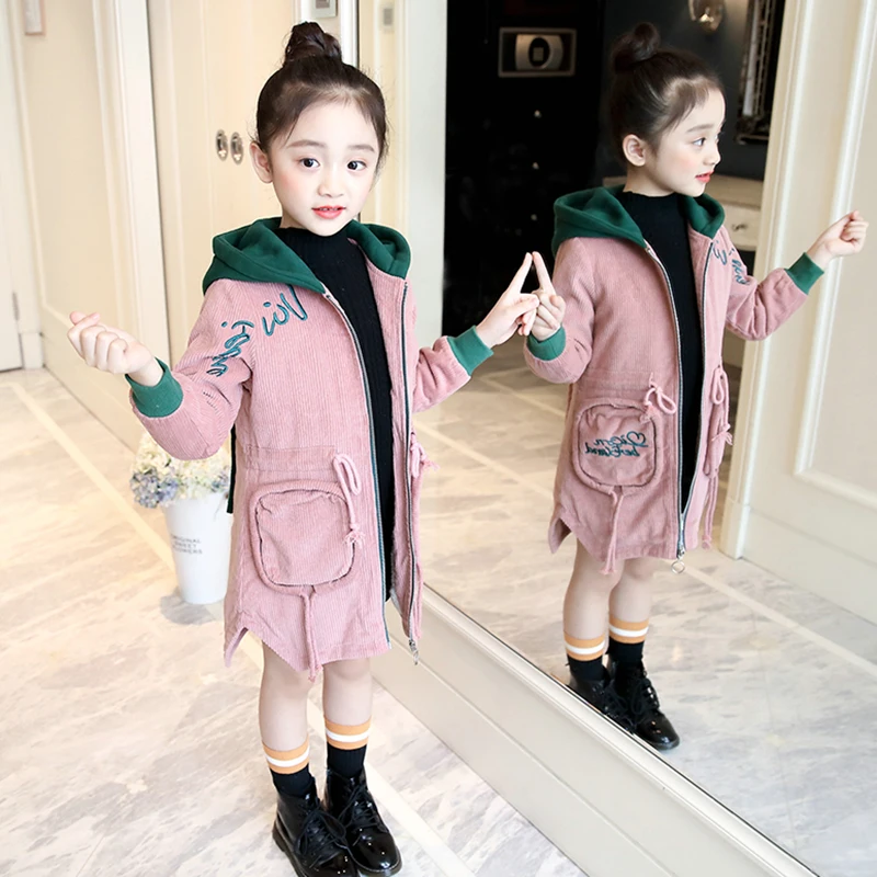 

Girls Corduroy Cotton Padded Jacket Fall Winter New Children's Fashion Velvet Thickened Wadded Coat Teenager Kids Outerwear B380